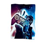 Grande Serviette de Plage Poncho Microfibre XL XXL Thème de Jeu Gamer Manette Jeu Vidéo Garçon Serviette de Bain Homme Séchage Rapide Bain de Soleil Transat Tapis Spa Voyage (Couleur2,75 x 150 cm)