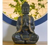 Zen Light - Grande Statue Bouddha Zen 38 cm - Excellente Finition, Peinture Effet Patiné, en Résine - Bel Objet de Décoration et Feng Shui pour la Maison - Idée Cadeau Porte Bonheur