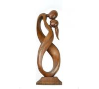 Grande statue couple enlacé infini h50cm en bois teinte marron. Idée cadeau Noces de Bois Marron