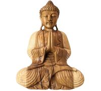 Grande statue de Bouddha assis en bois 40cm | Sculptée à la main