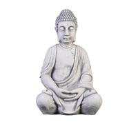 Grande statue de Bouddha Gartendekoparadies en pierre artificielle résistante au gel 52 cm gris