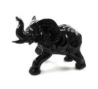 Grande Statue éléphant 33x22cm laquée noir brillant style moderne. Noir