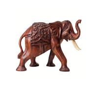 Grande Statue éléphant en bois sculpté 40cm | Style Colonial