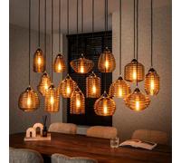 Grande suspension en verre transparent 15 lampes BIRGY