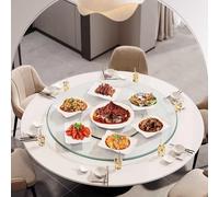 Grande table à manger ronde Lazy Susan Plateau tournant Plateau rotatif transparent avec roulement silencieux Pièces maîtresses Plateau de service rotatif en verre trempé 60/70/80/90/100cm(Ø 60cm/24in