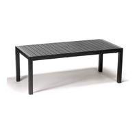 Grande table de jardin pouvant accueillir confortablement jusqu'à 10 personnes. Si nécessaire, le plateau peut être déplié et la table allongée de 200 à 275 cm.
