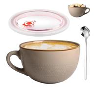 Grande Tasse à Café, 700ml Grande Tasse à Soupe en Céramique, Grand Bol à Céréales avec Anse, Tasse Cadeau, Tasses à Café en Porcelaine, Convient pour les Céréales, les Nouilles Ramen, Kaki