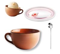 Grande Tasse à Café, 700ml Grande Tasse à Soupe en Céramique, Réutilisation Bol à Céréales, Bol d'avoine, Tasse à Cappuccino avec Anse, pour le Café, la Soupe Chaude, le jus de Fruit, le Thé(Rouge)