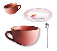 Grande Tasse à Café, 700ml Grande Tasse à Soupe en Céramique, Réutilisation grande Tasse à Thé, Bols de Salade, Bols à café avec Anse, Tasse à Cappuccino, pour le Café, Avoine(Rose)