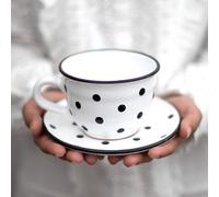 Grande tasse en céramique peinte à la main avec soucoupe, 350 ml