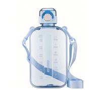 Grande tasse en plastique, bouteille d'eau plate pour sport de femme, bouteille d'eau diagonale pour étudiant en extérieur Violet,vert,Blanc (750 ml),Rose (750 ml),Bleu (750 ml),rouge,gris,jaune,Kaki 