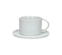 Grande tasse en porcelaine blanc, avec soucoupe, ronde - Pomax, White - Ø14x7 cm