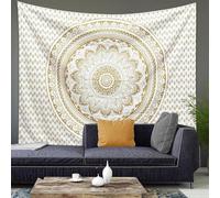 Grande tenture murale mandala bohème 200 x 150 cm, soleil et lune, décoration murale pour chambre, salon, plage, tissu décoratif en matière douce