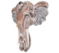 Grande tête d'éléphant murale en bois 50cm | Style trophée de chasse