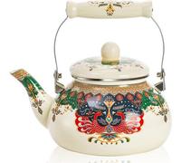 Grande théière en céramique pour la cuisinière, 2,5 litres, poignée en céramique fluide, motif d'oiseaux, sans vapeur.