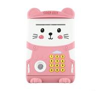 Grande tirelire électronique avec fonction ATM, capteur d'empreintes digitales et entrée automatique, système de mot de passe sûr pour les enfants pour l'éducation financière en ABS (rose clair)