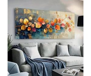 Grande toile abstraite des feuilles d'automne vibrantes, affiche d'art mural décoration de chambre salon 60x120cm sans cadre