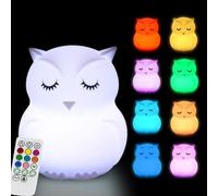Grande Veilleuse Hibou , Lampe d'ambiance, Lampe de chevet en silicone 9 couleurs pour enfants, luminosité et couleur réglables