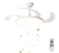 Grande Ventilateur Plafond Avec Lumiere Télécommande Silencieux Chambre Rétractable Lampe Ventilateur Plafond LED Dimmable Réversible Moderne Plafonnier Avec Ventilateur 6 Vitesses Smart-White||118cm