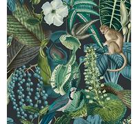 Grandeco Amazone Papier Peint Noir/Bleu JF2202 Tropical