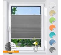 Grandekor Plissé klemmfix sans perçage Gris 40x160cm 100% occultation Protection solaire et visuelle Store vénitien occultant pour porte