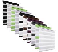 Grandekor Store à enroulement double Klemmfix sans percer Duo Roll Store à enroulement zébré 40x150cm blanc