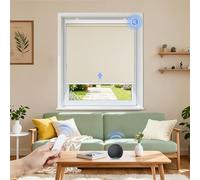 Grandekor Store Enrouleur Occultant sans Perçage Électrique 120x130cm | Crème Opaque Thermique Anti-Chaleur Protection Solaire à Piles avec Moteur & Télécommande Installation Facile pour Fenêtre