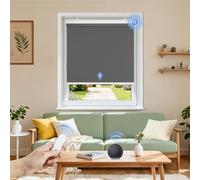 Grandekor Store Enrouleur Occultant sans Perçage Électrique 90x190cm | Gris Foncé Opaque Thermique Anti-Chaleur Protection Solaire Piles avec Moteur Télécommande Installation Facile pour Fenêtre