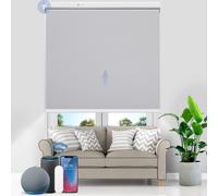 Grandekor Stores électriques avec batterie au lithium, stores électriques motorisés et télécommandés, gris clair 65x150cm (lxh) Stores à enroulement sans percer, stores intérieurs intelligents, compat