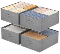 Grandes boîtes de rangement, panier de penderie pliable avec séparateur amovible, organiseur de penderie en tissu – Boîtes de rangement pour vêtements, pantalons, chaussettes, lot de 4, 50 x 40 x