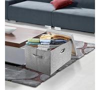 Grandes boîtes de rangement pliables et lavables avec couvercle - Lot de 3 - Gris - 44x30x29 cm