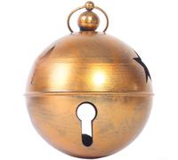 Grandes cloches de Noël en fer pour décoration d'arbre (couleur laiton) | Décoration de fête pour intérieur ou extérieur - Finition métallique rustique - Style vintage - Décoration de jardin - 20 cm