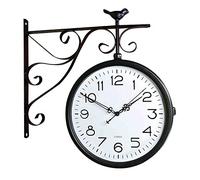 Grandes horloges murales, Horloge Double Face extérieure étanche à Suspendre pour terrasse, Garage, Espace extérieur, Aspect Antique, Horloge de Gare, Horloge d