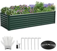 Grandes jardinières surélevées métalliques XXL - 240 x 90 x 60 cm - Jardinière surélevée à hauteur ergonomique - Tube d'acier galvanisé de 0,6 mm - Montants centraux robustes - Jardinière résistante a