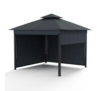Grandezza Cortina Pavillon de jardin 3x3 m | résistant aux intempéries | revêtement thermolaqué | volets roulants latéraux