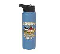 Grandma Of The Birthday Boy Animaux de la ferme Stainless Steel Insulated Water Bottle