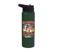 Grandma Of The Of The Birthday Girl Animaux de la ferme Stainless Steel Insulated Water Bottle