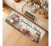Grandma's Baking Citation Kitchen ware Farmhouse Tapis de cuisine 40,6 x | Tapis d'évier de cuisine, inspiration de pâtisserie, accents floraux, fond rustique en bois, citation sentimentale