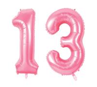 Grands ballons en forme de chiffre 13 pour décoration de fête d'anniversaire de 13 ans - Grand format n° 13 pour filles, garçons et filles - 101,6 cm - Rose (0 à 100 cm)