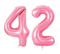 Grands ballons n° 42 pour décoration de fête d'anniversaire de 42e anniversaire - Grands ballons n° 42 pour femmes, hommes et lui - 101,6 cm - ballons à l'hélium rose pour décorations de fête de 42