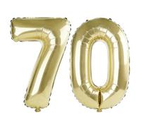 Grands ballons numéros 70 pour décoration de fête d'anniversaire - 101,6 cm - Grand format - Numéro 70 - Champagne doré - Grand format - Numéro 70 - Pour homme et grand-mère - Film aluminium chiffre 0