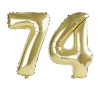 Grands ballons numéros 74 pour décoration de fête d'anniversaire - 101,6 cm - Grand format - Numéro 74 - Pour femme et homme - Grand format - Numéro 74 - Film aluminium en forme de chiffre 0 à 100