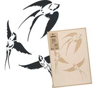 Grands pochoirs de peinture M 43 x 64 cm, motif « Silhouettes d'hirondelles » naturel, pochoir mural réutilisable en plastique