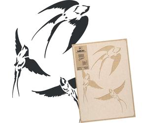 Grands pochoirs de peinture M 43 x 64 cm, motif « Silhouettes d'hirondelles » naturel, pochoir mural réutilisable en plastique