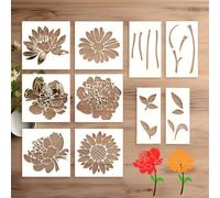 Grands pochoirs - Pochoirs de fleurs pour peinture sur murs, réutilisables, modèles floraux lastiques pour art mural, grands motifs botaniques | Ensemble de pochoirs durables pour bois, meubles, toile