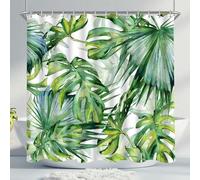 Grands rideaux de douche à soufflet avec motif de feuilles, 240 x 200 cm, vert, haute résolution, anti-moisissure, en tissu, hydrofuge, lavables, en polyester, rideaux de douche à soufflet avec sangle