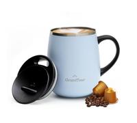 GRANDTIES Tasse à café isotherme avec poignée - Couvercle coulissant anti-éclaboussures - Tasse isotherme de 473,6 g avec double paroi sous vide en acier inoxydable pour garder les boissons chaudes et