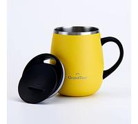 Grandties Tasse à café isotherme avec poignée et couvercle coulissant pour protection anti-éclaboussures Citron 460 ml