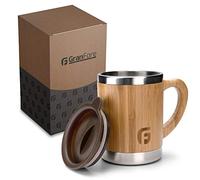 GranFore Gobelet à café à emporter | Gobelet en bambou de 300 ml avec couvercle | Design exceptionnel | Chaque tasse est unique
