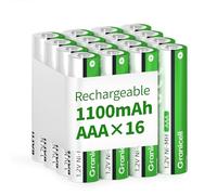 Granicell Lot de 16 piles rechargeables AAA - 1100 mAh - Haute capacité - 1500 cycles - 1,2 V NiMH - Faible auto-décharge